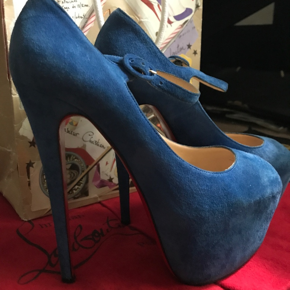 Christian Louboutin Sapphire Blue Suede Shoes